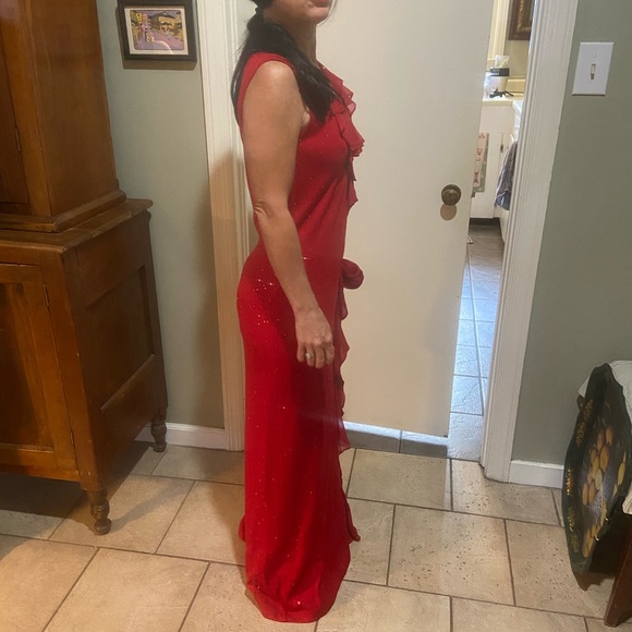 St. John Evening By Marie Gray Santana Long Dress with Paillettes and Scarf - Picture 6 of 15